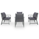 5 Piece Garden Lounge Set with Cushion Solid Acacia Wood Grey - Side View