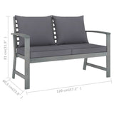 5 Piece Garden Lounge Set with Cushion Solid Acacia Wood Grey - Extra Image