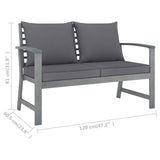 3 Piece Garden Lounge Set with Cushion Solid Acacia Wood Grey - Low Angle