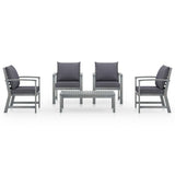 5 Piece Garden Lounge Set with Cushion Solid Acacia Wood Grey