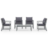 5 Piece Garden Lounge Set with Cushion Solid Acacia Wood Grey - Side View
