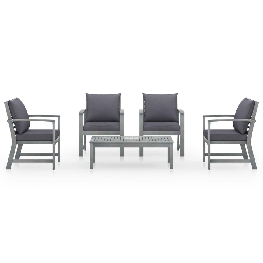 5 Piece Garden Lounge Set with Cushion Solid Acacia Wood Grey