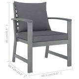 5 Piece Garden Lounge Set with Cushion Solid Acacia Wood Grey