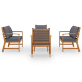 5 Piece Garden Lounge Set with Cushion Solid Acacia Wood - Side View