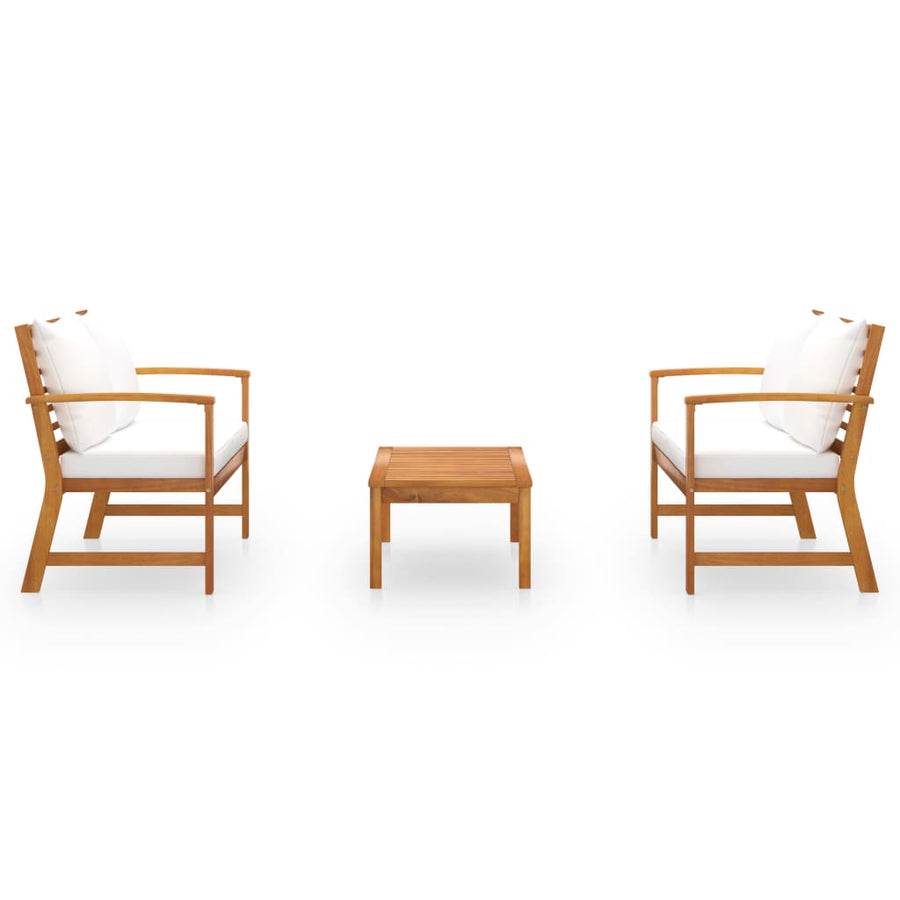 3 Piece Garden Lounge Set with Cushion Solid Acacia Wood
