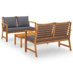 3 Piece Garden Lounge Set with Cushion Solid Acacia Wood