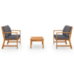3 Piece Garden Lounge Set with Cushion Solid Acacia Wood