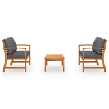 3 Piece Garden Lounge Set with Cushion Solid Acacia Wood - Side View