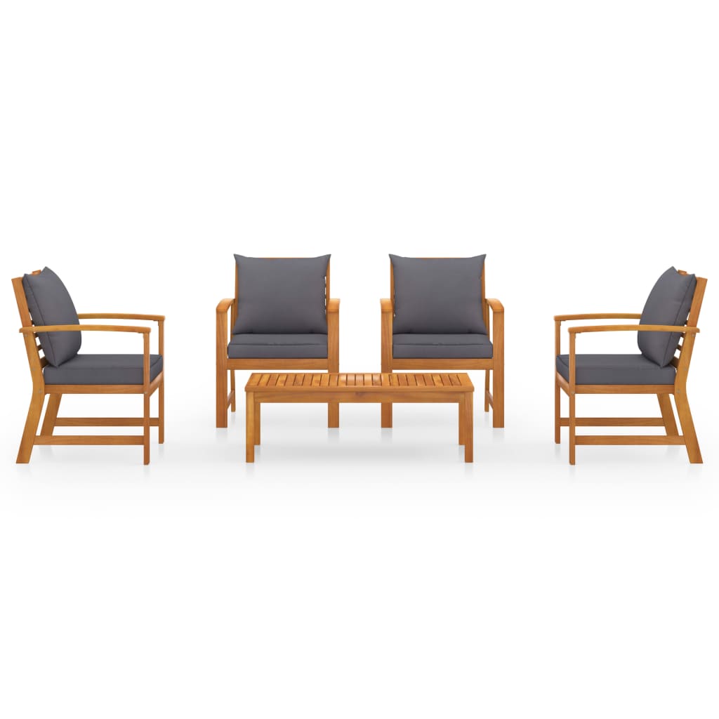 5 Piece Garden Lounge Set with Cushion Solid Acacia Wood