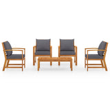 5 Piece Garden Lounge Set with Cushion Solid Acacia Wood - Side View