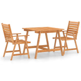 3 Piece Garden Dining Set Solid Acacia Wood - Front View