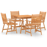 5 Piece Garden Dining Set Solid Acacia Wood - Front View