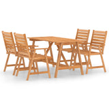 5 Piece Garden Dining Set Solid Acacia Wood - Front View
