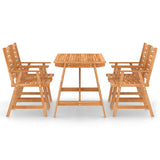 5 Piece Garden Dining Set Solid Acacia Wood - Side View
