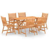 7 Piece Garden Dining Set Solid Acacia Wood - Front View