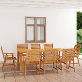 9 Piece Garden Dining Set Solid Acacia Wood