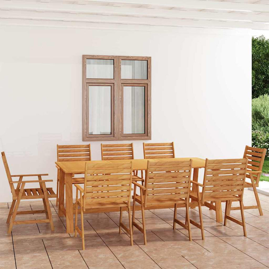 9 Piece Garden Dining Set Solid Acacia Wood