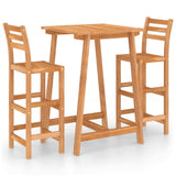 3 Piece Outdoor Bar Set Solid Acacia Wood - Front View