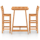 3 Piece Outdoor Bar Set Solid Acacia Wood - Side View