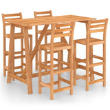 5 Piece Outdoor Bar Set Solid Acacia Wood - Front View