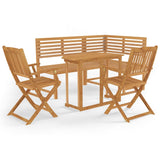 4 Piece Bistro Set Solid Wood Acacia - Front View