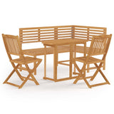 4 Piece Bistro Set Solid Wood Acacia - Front View