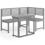 2 Piece Bistro Set Solid Acacia Wood Grey - Front View