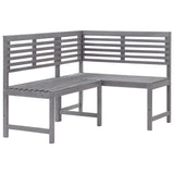 2 Piece Bistro Set Solid Acacia Wood Grey - Rear View
