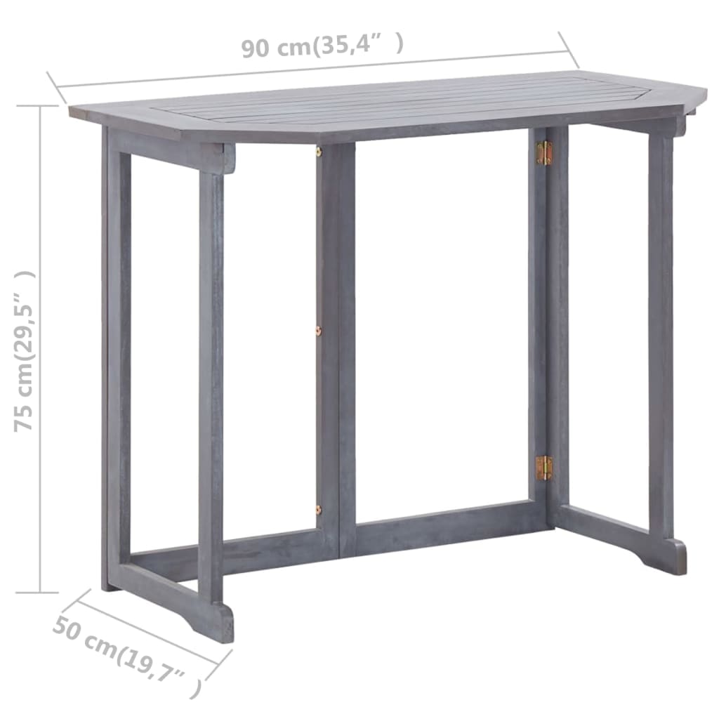 2 Piece Bistro Set Solid Acacia Wood Grey