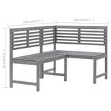 2 Piece Bistro Set Solid Acacia Wood Grey - Extra Image