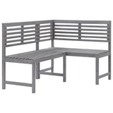 4 Piece Bistro Set Solid Acacia Wood Grey - 45-Degree Angle