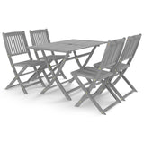 5 Piece Garden Dining Set Solid Acacia Wood Grey - Front View