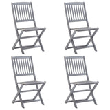 5 Piece Garden Dining Set Solid Acacia Wood Grey - Close-Up Angle