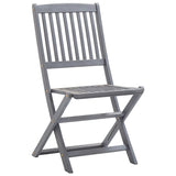 5 Piece Garden Dining Set Solid Acacia Wood Grey - Low Angle