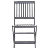 5 Piece Garden Dining Set Solid Acacia Wood Grey - Extra Image