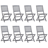9 Piece Garden Dining Set Solid Acacia Wood Grey - Close-Up Angle