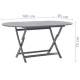 9 Piece Garden Dining Set Solid Acacia Wood Grey - Extra Image