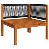 7 Piece Garden Lounge Set with Cushions Cream Wood Acacia&Rope
