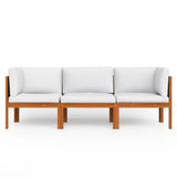 3-Seater Garden Sofa with Cushion Wood Acacia&Rope - Side View