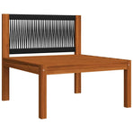 3-Seater Garden Sofa with Cushion Wood Acacia&Rope