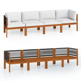 4-Seater Garden Sofa with Cushion Wood Acacia&Rope