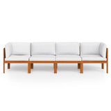 4-Seater Garden Sofa with Cushion Wood Acacia&Rope - Side View