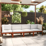 4-Seater Garden Sofa with Cushion Wood Acacia&Rope