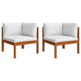 6 Piece Garden Lounge Set with Cushions Cream Wood Acacia&Rope