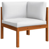 10 Piece Garden Lounge Set with Cushions Cream Wood Acacia&Rope