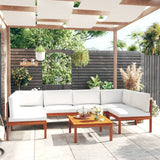 7 Piece Garden Lounge Set with Cushions Cream Wood Acacia&Rope