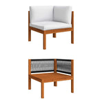 6 Piece Garden Lounge Set with Cushions Cream Wood Acacia&Rope