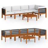 6 Piece Garden Lounge Set with Cushions Cream 63x63 cm