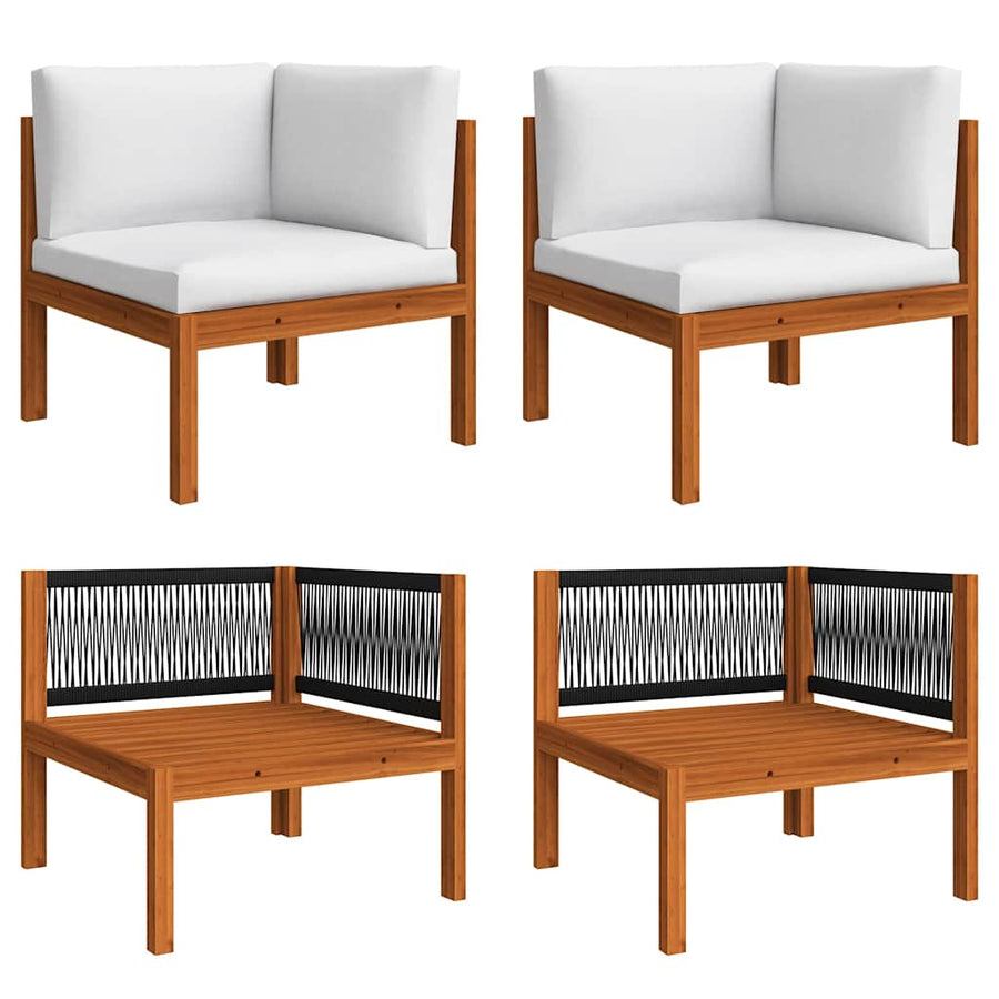 6 Piece Garden Lounge Set with Cushions Cream 63x63 cm