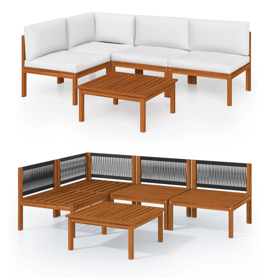 5 Piece Garden Lounge Set with Cushions Cream 63x63 cm